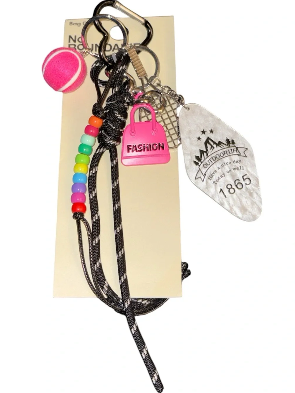 No Boundaries Women's Sporty Motel Key Bag Charm, Multi Color